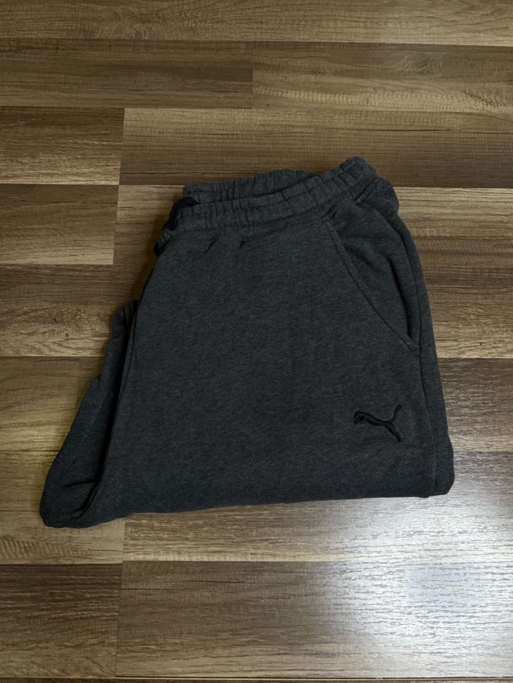 VTG PUMA Sweatpants Dark Gray Men's M Elastic Waist Fleece Straight Leg wide leg